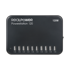 RealPower Power Station 120 | USB-Ladestation für bis zu 10 Geräte